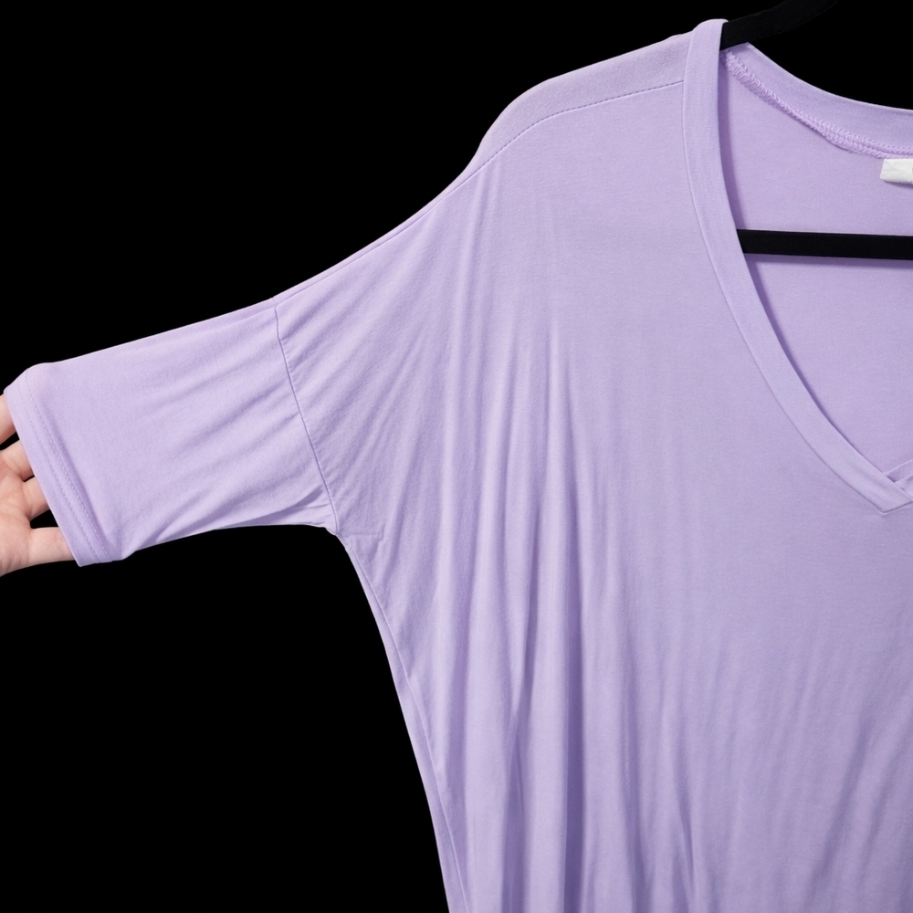PIKO Lavender Oversized V-Neck Tunic Top | Size Small - Picture 2 of 3
